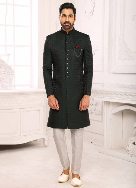Bottle Green Party Wear Mens Indo Western Collection 1162